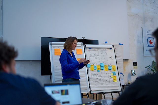 Photo pendant le module de formation Design Sprint avec Pauline Thomas